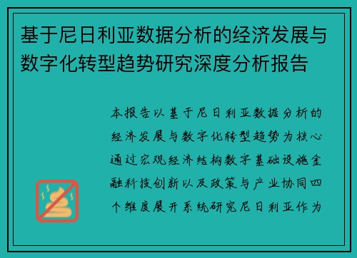 基于尼日利亚数据分析的经济发展与数字化转型趋势研究深度分析报告